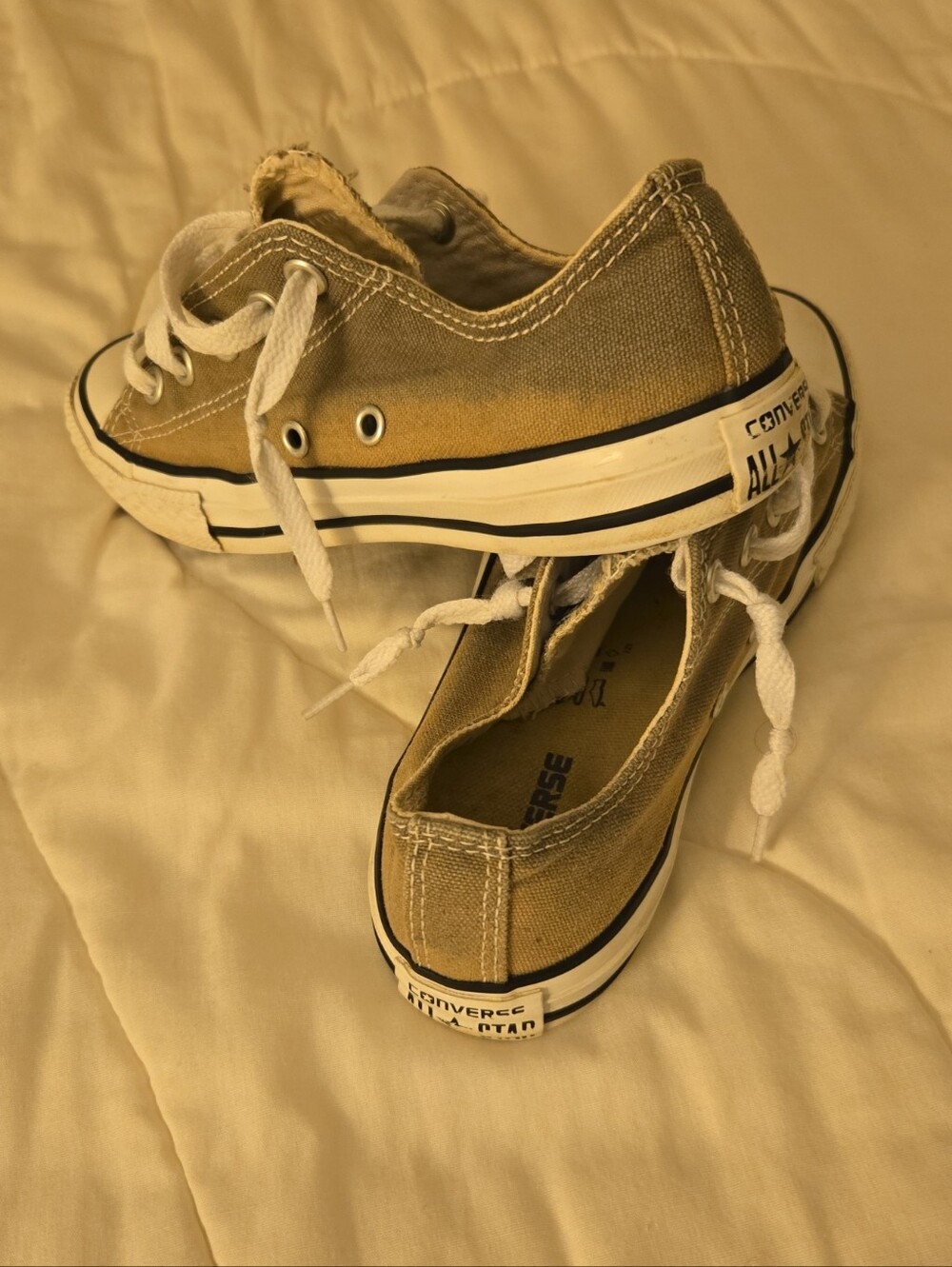 Converse Kids Low-Top Canvas Sneakers in Tan and White